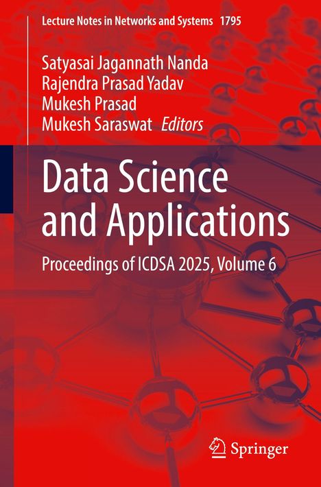 Titel: "Data Science and Applications", ICDSA 2025, Vol. 6, rote, vernetzte Kugeln. Springer-Logo unten.