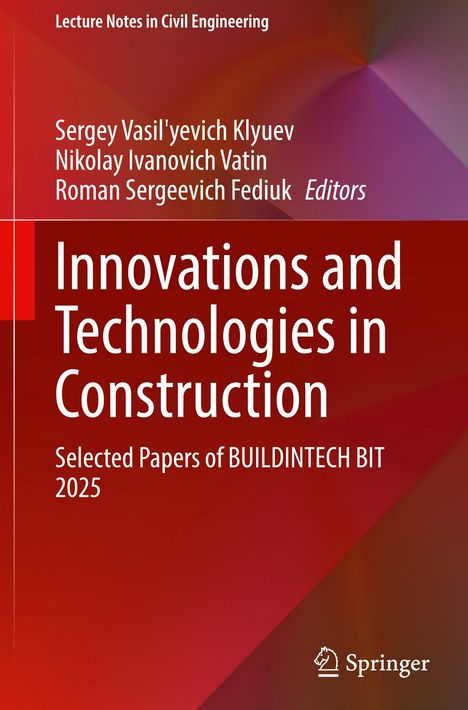 „Innovations and Technologies in Construction“ steht groß in Weiß auf einem roten Hintergrund. Unten das Springer-Logo.