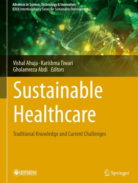 "Sustainable Healthcare: Traditional Knowledge and Current Challenges". Grüne DNA-Helix und Blätter im Hintergrund.