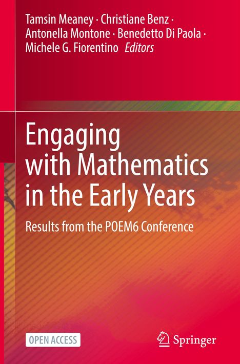 „Engaging with Mathematics in the Early Years“; Autorenliste oben; „OPEN ACCESS“ und „Springer“-Logo unten. Roter Hintergrund.