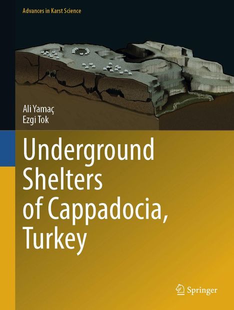 Titel: "Underground Shelters of Cappadocia, Turkey". Autoren: Ali Yamaç, Ezgi Tok. Illustration zeigt eine Höhlenlandschaft.