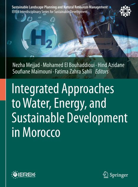 "Integrated Approaches to Water, Energy, and Sustainable Development in Morocco", mit H2-Blase und Satellit im Weltall.