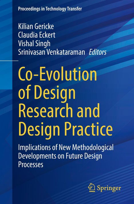 „Co-Evolution of Design Research and Design Practice“. Blauer Hintergrund, gelbe und weiße Schrift. Springer-Logo unten.