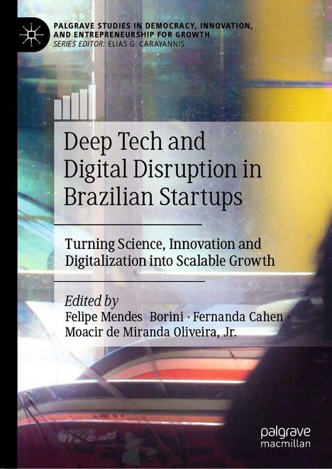 Titel: "Deep Tech and Digital Disruption in Brazilian Startups". Abstrakte farbige Formen im Hintergrund.