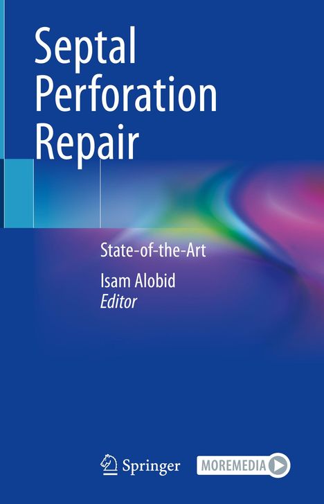 Titel: Septal Perforation Repair. Untertitel: State-of-the-Art. Editor: Isam Alobid. Blaues Design mit Farbverlauf. Springer-Logo.