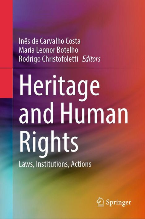 "Heritage and Human Rights: Laws, Institutions, Actions", bunte Farbverläufe, Springer-Logo unten rechts.