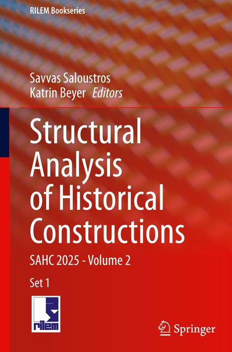 "Structural Analysis of Historical Constructions" auf rotem, gemustertem Hintergrund, Springer-Logo unten rechts.