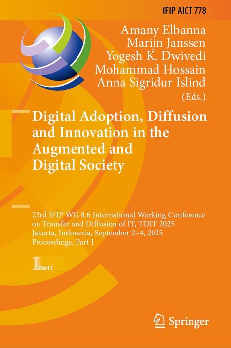 Digital Adoption, Diffusion and Innovation in Augmented and Digital Society. Orange Hintergrund, Logo links oben.