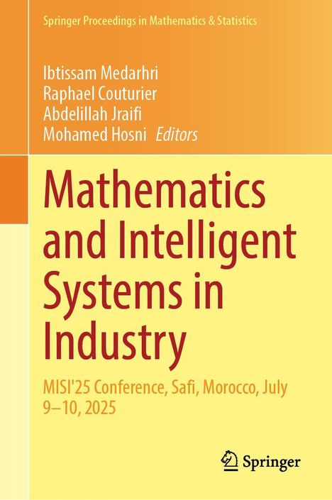 Bucheinband mit Autoren: Ibtissam Medahr, Raphael Couturier. Titel: Mathematics and Intelligent Systems in Industry.