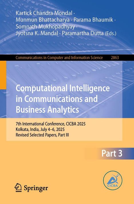 "Buchtitel: Computational Intelligence in Communications and Business Analytics. Unten ein Springer-Logo und CICBA-Logo."