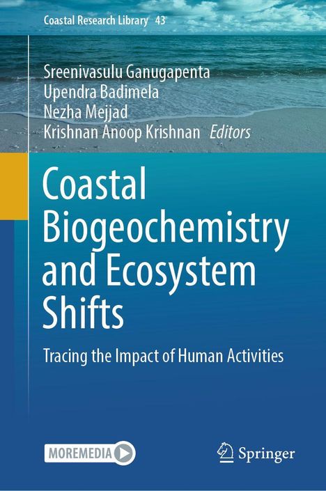 „Coastal Biogeochemistry and Ecosystem Shifts“ von Sreenivasulu Ganugapenta und anderen, blauer Hintergrund, Ozean.