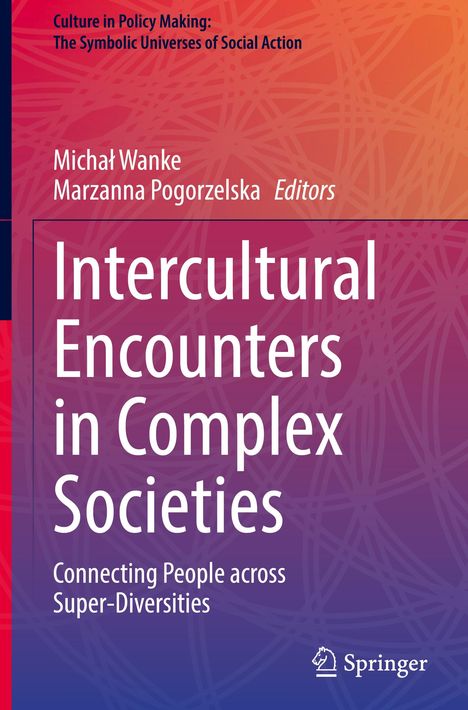 Titel: Intercultural Encounters in Complex Societies. Orange-pink Hintergrund mit abstrakten Mustern; Springer-Logo.