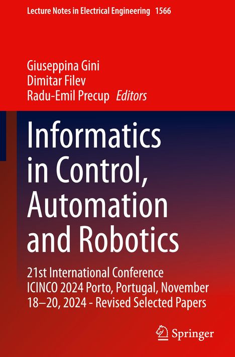 Titel: Informatics in Control, Automation and Robotics; Konferenz: ICINCO 2024, Porto. Farben: Rot und Blau.