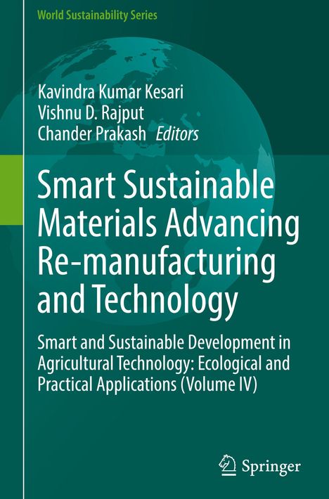 Text: "Smart Sustainable Materials Advancing Re-manufacturing and Technology". Grüner Hintergrund, Springer-Logo.