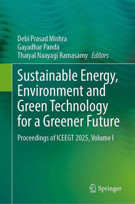 „Sustainable Energy, Environment and Green Technology for a Greener Future“. Grüner Hintergrund, Springer-Logo.