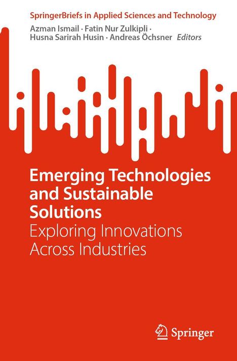 Der Titel lautet: "Emerging Technologies and Sustainable Solutions". Roter Hintergrund mit abstrakter weißer Grafik. Springer-Logo unten.