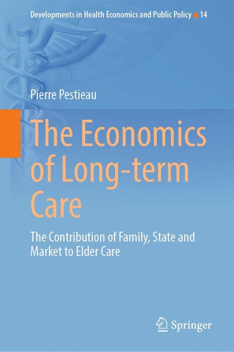 Buchtitel: "The Economics of Long-term Care" von Pierre Pestieau, blaues Cover mit medizinischem Symbol.