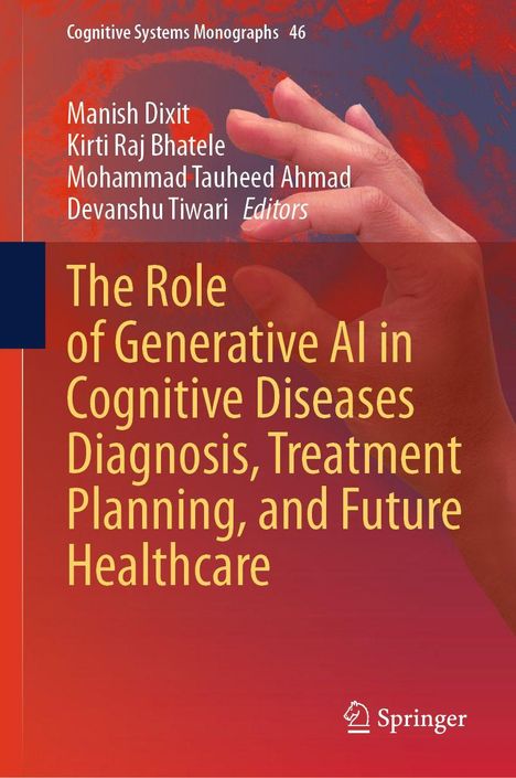 Text: "The Role of Generative AI in Cognitive Diseases Diagnosis, Treatment Planning, and Future Healthcare". Hände im Hintergrund.