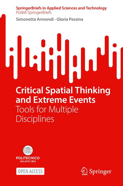 "Critical Spatial Thinking and Extreme Events. Tools for Multiple Disciplines." Roter Hintergrund, abstrakte Grafik oben.