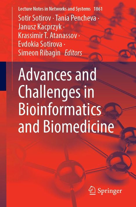 Buchcover mit Titel "Advances and Challenges in Bioinformatics and Biomedicine", Autoren oben, Springer-Logo unten.