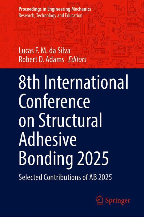 Text: "8th International Conference on Structural Adhesive Bonding 2025." Oben rote, unten blaue Farbgebung; Springer-Logo.