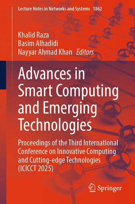 Das Cover zeigt den Titel "Advances in Smart Computing and Emerging Technologies" in Weiß auf rotem Hintergrund.
