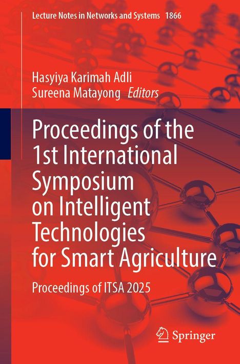Text: "Proceedings of the 1st International Symposium on Intelligent Technologies for Smart Agriculture".  
Logo unten rechts, abstrakte Molekülstrukturen im Hintergrund.