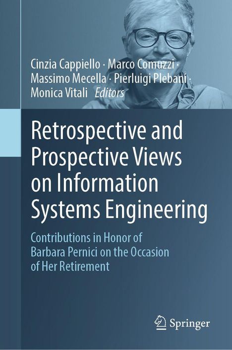 Titel: "Retrospective and Prospective Views on Information Systems Engineering". Ein älterer Mensch lächelt. Springer-Logo.