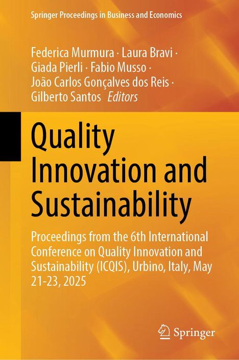Gelber Hintergrund mit Autoren und Titel: "Quality Innovation and Sustainability". Konferenzdaten unten. Springer-Logo.