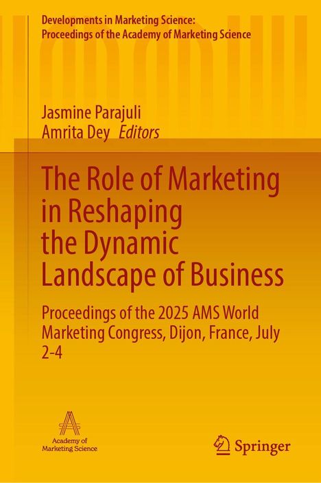 Text: "The Role of Marketing in Reshaping the Dynamic Landscape of Business." Orange Hintergrund, Logo von Springer unten.
