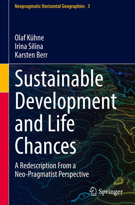 Titel "Sustainable Development and Life Chances" auf dunklem Hintergrund mit bunten Linien.