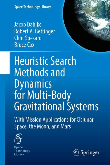 Text: "Heuristic Search Methods and Dynamics for Multi-Body Gravitational Systems." Oben rechts ein Planetenausschnitt.