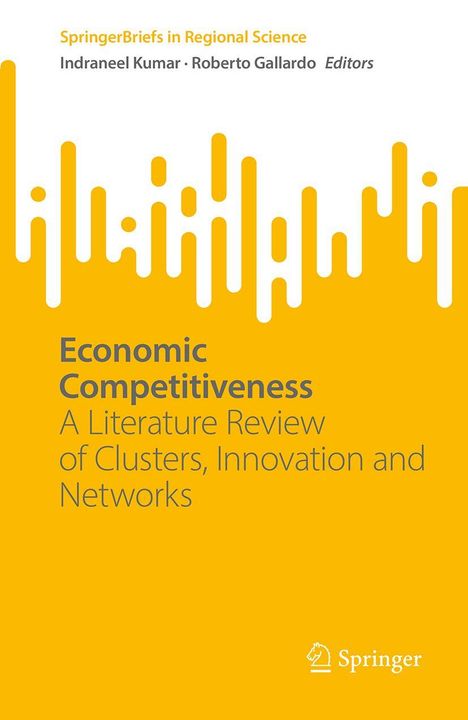 "SpringerBriefs in Regional Science. Economic Competitiveness: A Literature Review of Clusters, Innovation and Networks. Gelber Hintergrund."
