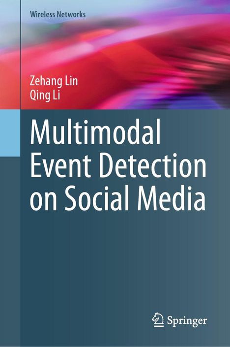 "Multimodal Event Detection on Social Media" von Zehang Lin und Qing Li. Abstrakte Illustration in Rottönen.