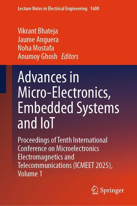 Titel: "Advances in Micro-Electronics, Embedded Systems and IoT". Rot-blauer Hintergrund, unten ein Logo.