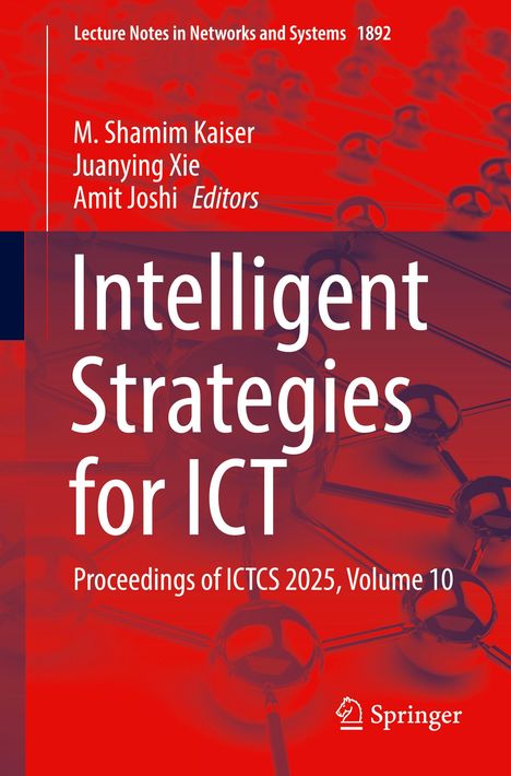 Titel: Intelligent Strategies for ICT. Rote wissenschaftliche Buchcover mit molekularer Grafik und Springer-Logo.