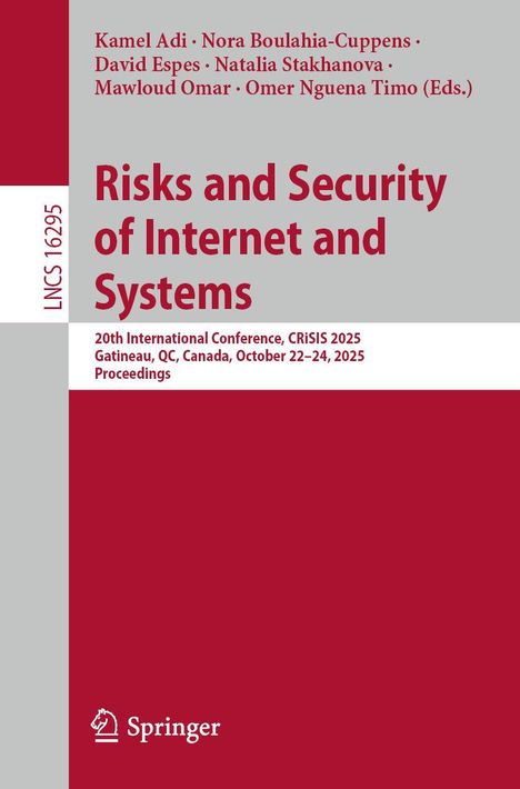 "Risks and Security of Internet and Systems" steht groß in der Mitte. Darunter Konferenzdetails. Links ein Springer-Logo.