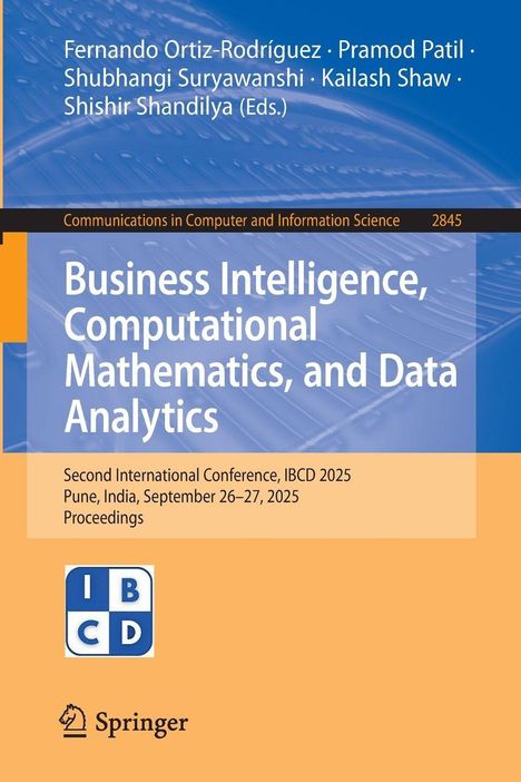 Titel: “Business Intelligence, Computational Mathematics, and Data Analytics”. Hintergrund in Blau und Orange, Springer-Logo.