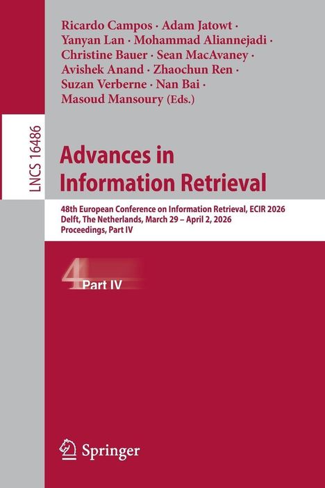 Titel: Advances in Information Retrieval. "48th European Conference on Information Retrieval, ECIR 2026". Springer-Logo.