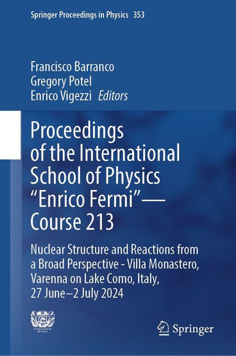 Titel: Proceedings der International School of Physics "Enrico Fermi" – Kurs 213. Blaues Design mit Logos unten.