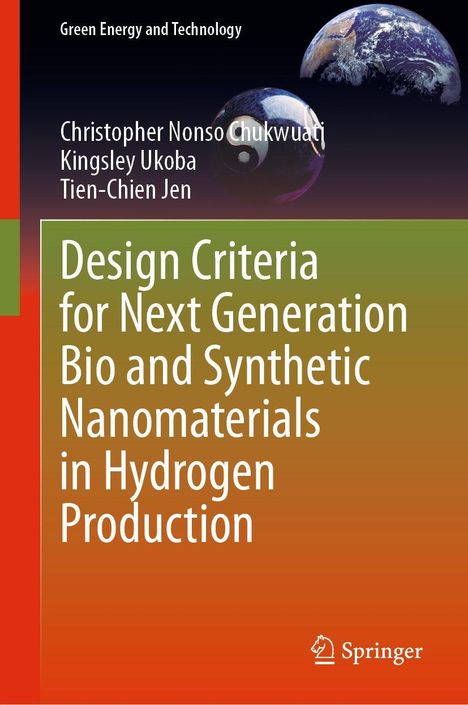 Buchtitel: "Design Criteria for Next Generation Bio and Synthetic Nanomaterials in Hydrogen Production" von drei Autoren.