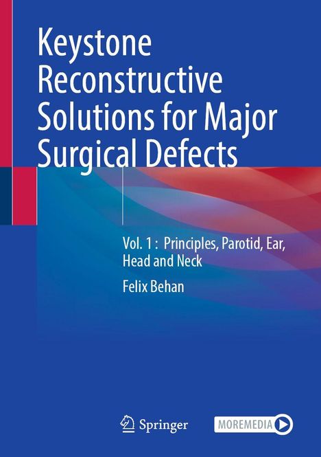 "Keystone Reconstructive Solutions for Major Surgical Defects" ist oben. Unten links ein Logo, rechts Text "MOREMEDIA".