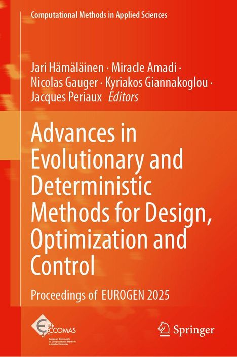 „Advances in Evolutionary and Deterministic Methods for Design, Optimization and Control“. Autoren und Springer-Logo.