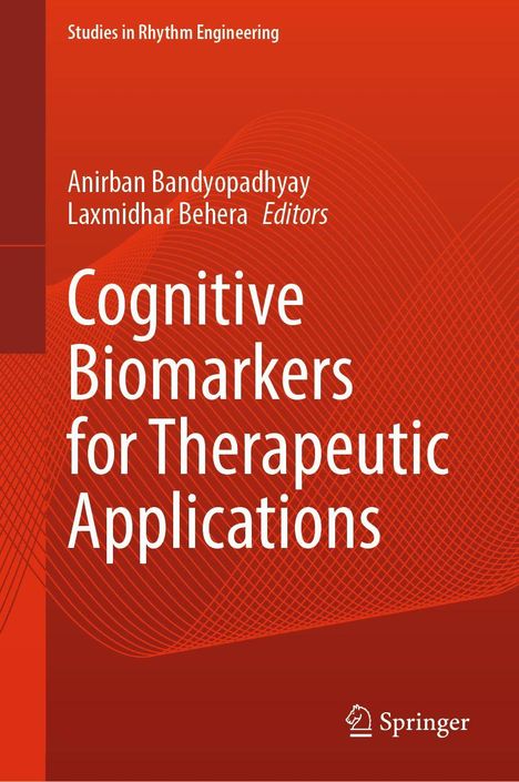 „Cognitive Biomarkers for Therapeutic Applications“, rote Buchcovergestaltung mit weißen Texten und Linien, Springer-Logo.