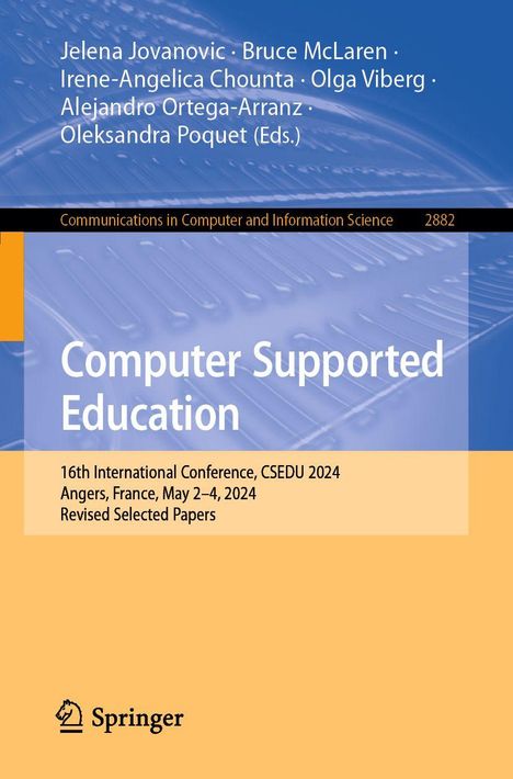 Veranstaltungstext zu "Computer Supported Education". Blaues und orangenes Cover, Springer-Logo unten.