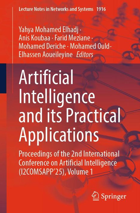 "Artificial Intelligence and its Practical Applications" und dazu mehrere Herausgebernamen. Wissenschaftliches Buchcover in Rot.