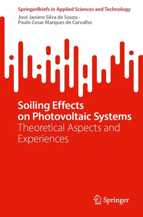 "Soiling Effects on Photovoltaic Systems" in Weiß auf Rot. Oben Autoren, unten Springer-Logo, weiße grafische Elemente.