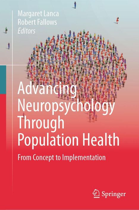 Buchtitel: "Advancing Neuropsychology Through Population Health". Viele kleine Figuren bilden ein Herz.