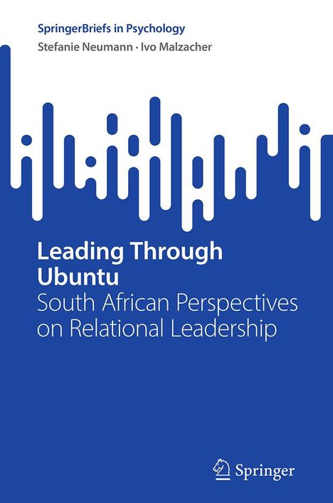 „Leading Through Ubuntu: South African Perspectives on Relational Leadership“. Blaue grafische Elemente und Springer-Logo.