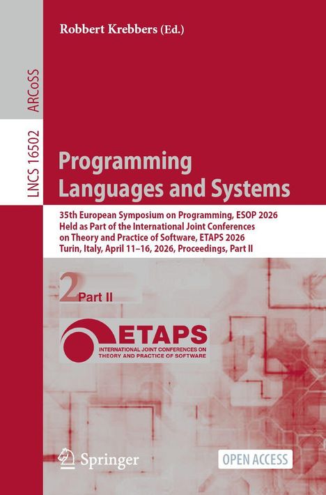 Titel: Programming Languages and Systems, 35th ESOP 2026. Rotes Cover, ETAPS-Logo, Springer-Logo.